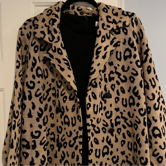 NWT Anne Klein - Leopard Long Cardigan/coat sz Large - Picture 4 of 14